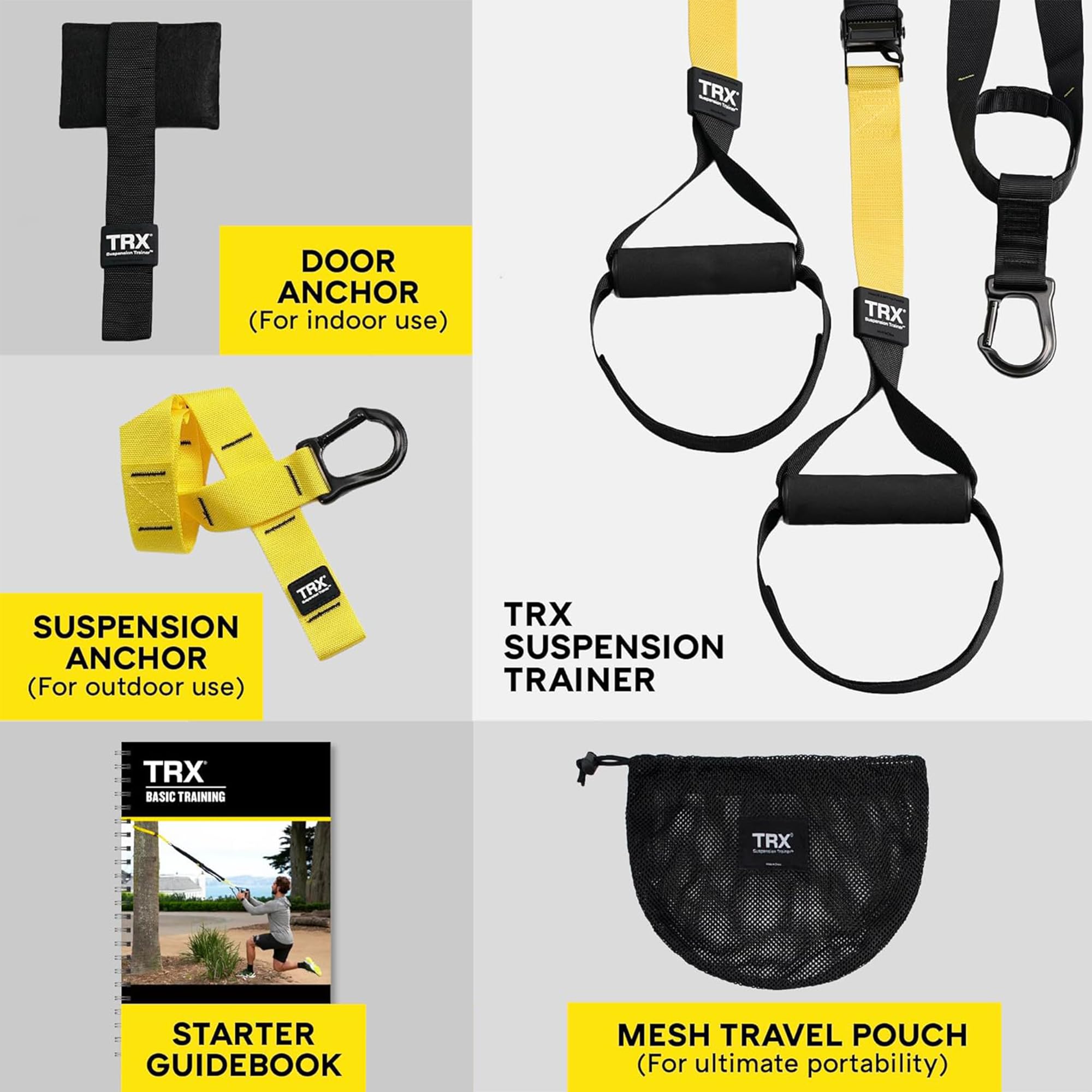 TRX All-in-ONE Suspension Training System: Full Body Workouts for Your Home Gym, Travel, and Outdoors | Includes Indoor & Outdoor Anchors, Workout Guide and Video Downloads