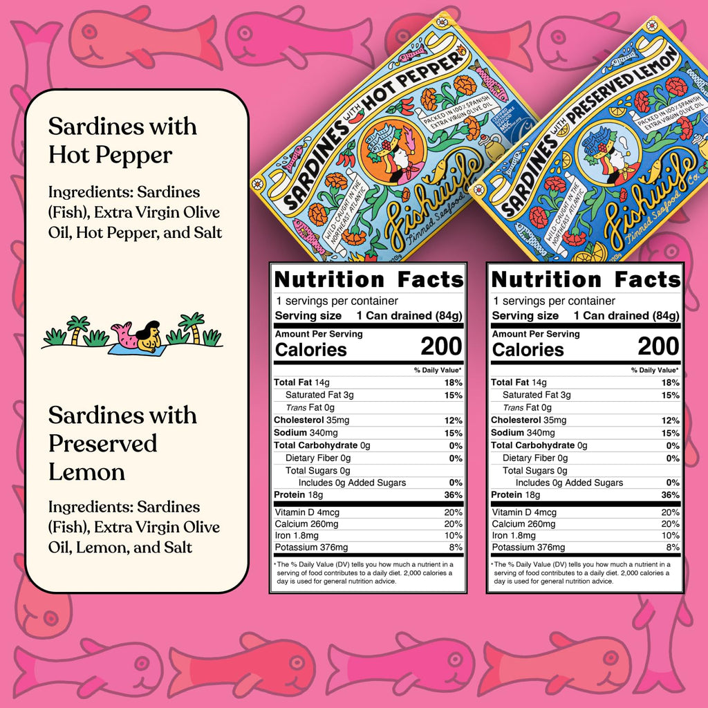 Fishwife Starter 7-Pack (Variety of Tinned Seafood including Smoked Salmon, Rainbow Trout, Sardines, Tuna & More!) | Gluten Free, High Protein, Omega-3s | Hand-Packed